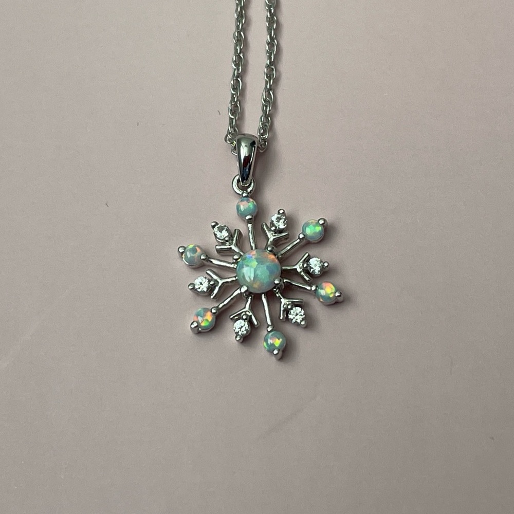 EUC Opal Snowflake Necklace